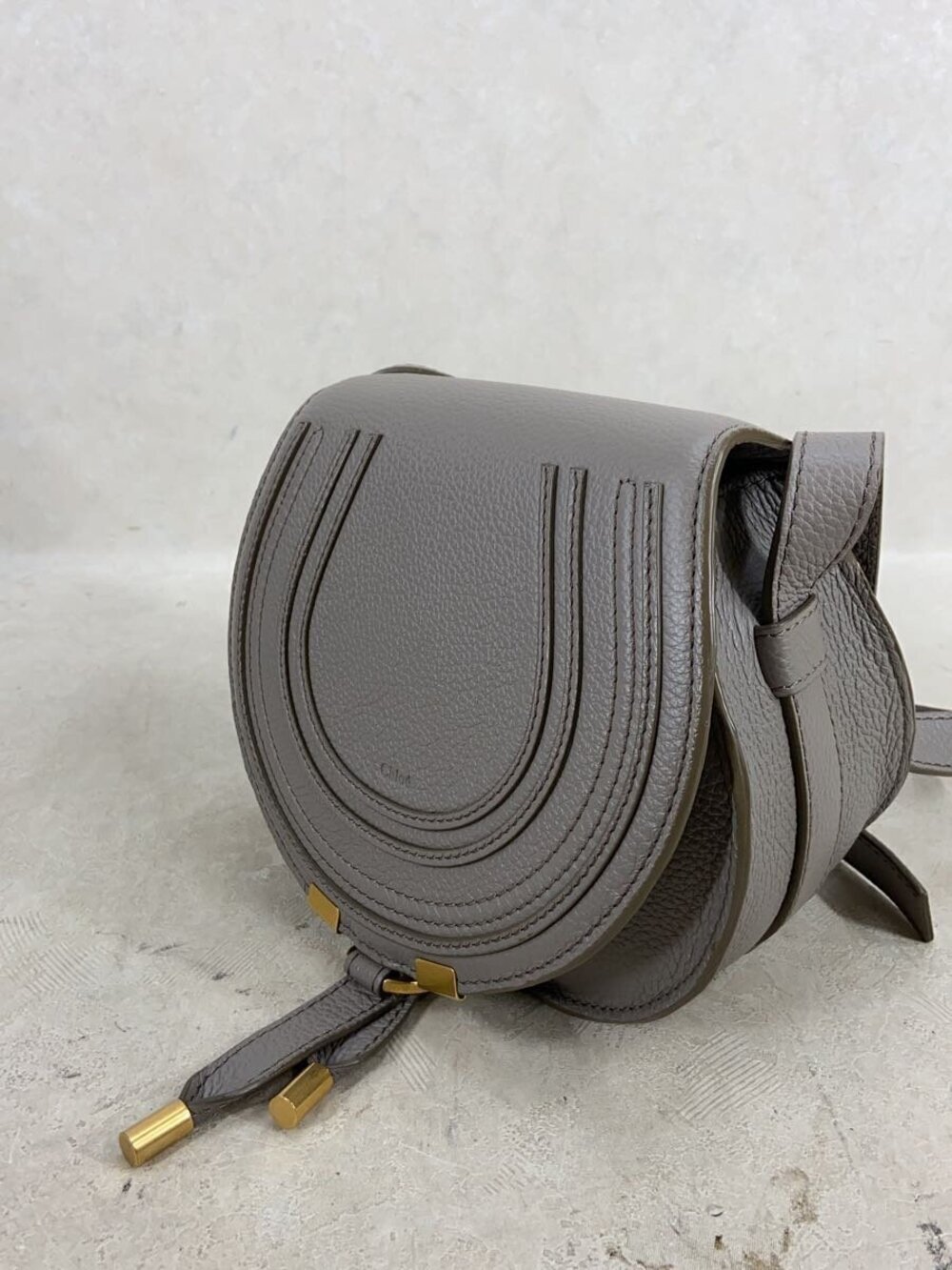 Chloe MARCIE Solid Leather Gray Bag Shoulder Gray